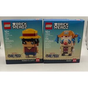 NIB Lego BrickHeadz One Piece Monkey D Luffy & Buggy - 40799 & 40800